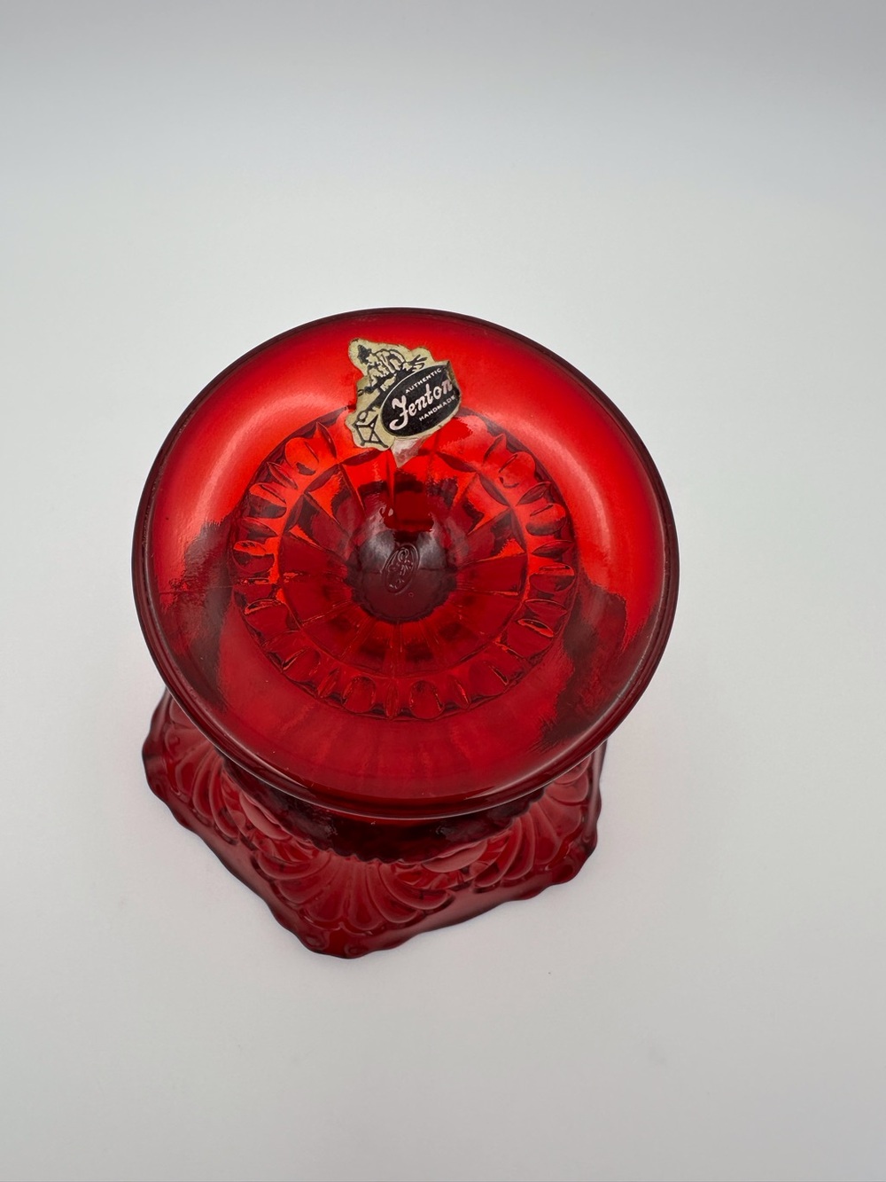 Vintage Fenton Ruby Red Scalloped Pedestal Candy Dish or Compote - Picture 5 of 8